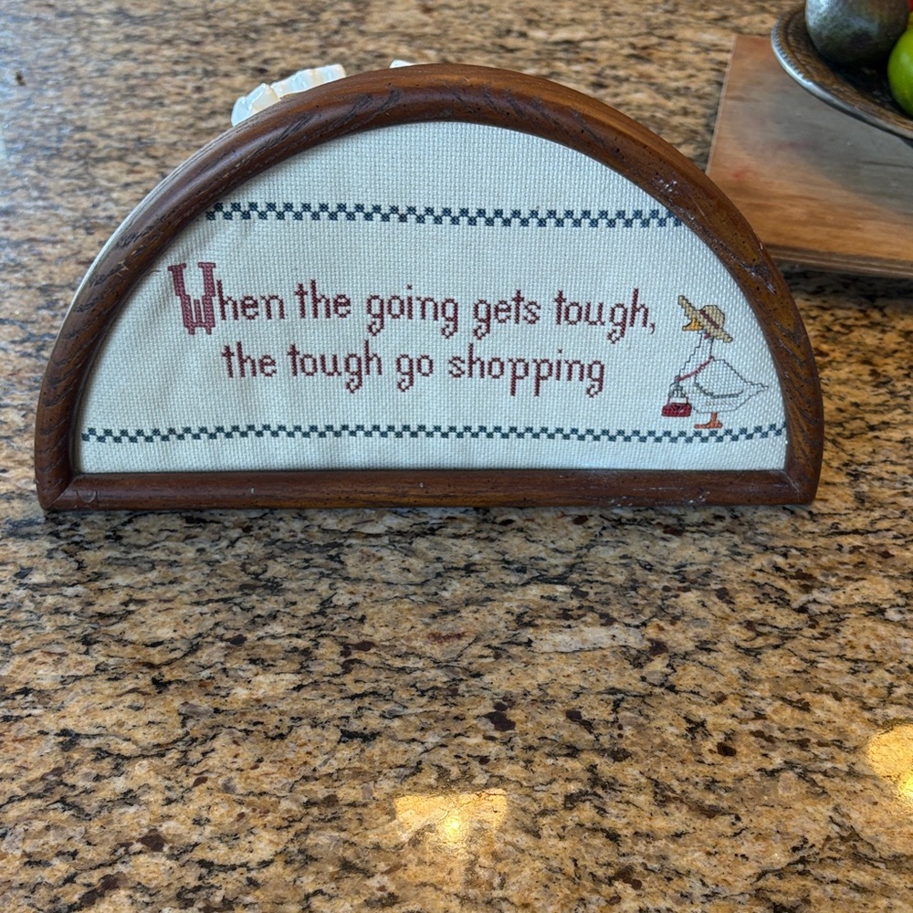 Decorative Wooden Framed Needlepoint Art